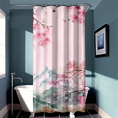 Pink Chinese Style Cherry Blossom Shower Curtain 36  X 72  (stall)  by Cendanart