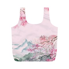 Pink Chinese Style Cherry Blossom Full Print Recycle Bag (m) by Cendanart