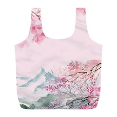 Pink Chinese Style Cherry Blossom Full Print Recycle Bag (l) by Cendanart