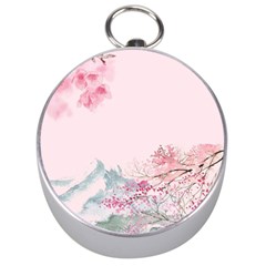 Pink Chinese Style Cherry Blossom Silver Compasses by Cendanart