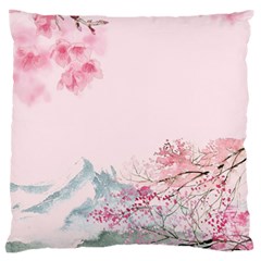 Pink Chinese Style Cherry Blossom Large Premium Plush Fleece Cushion Case (two Sides) by Cendanart