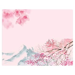 Pink Chinese Style Cherry Blossom Two Sides Premium Plush Fleece Blanket (medium) by Cendanart