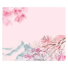 Pink Chinese Style Cherry Blossom Premium Plush Fleece Blanket (small) by Cendanart