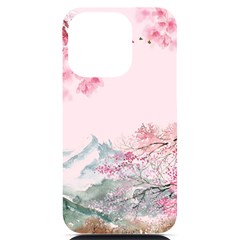 Pink Chinese Style Cherry Blossom Iphone 14 Pro Black Uv Print Case by Cendanart