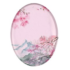 Pink Chinese Style Cherry Blossom Oval Glass Fridge Magnet (4 Pack) by Cendanart