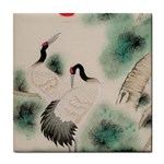 Japanese Crane Painting Of Bird Tile Coaster Front