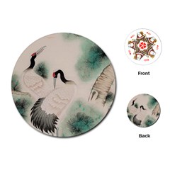 Japanese Crane Painting Of Bird Playing Cards Single Design (round) by Cendanart