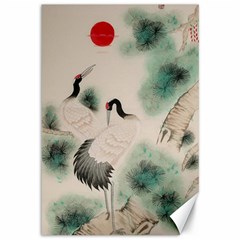 Japanese Crane Painting Of Bird Canvas 12  X 18  by Cendanart