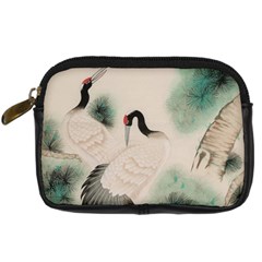 Japanese Crane Painting Of Bird Digital Camera Leather Case by Cendanart