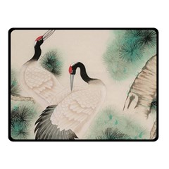 Japanese Crane Painting Of Bird Fleece Blanket (small) by Cendanart