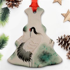 Japanese Crane Painting Of Bird Ornament (christmas Tree)  by Cendanart