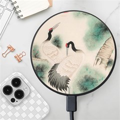 Japanese Crane Painting Of Bird Wireless Fast Charger(black) by Cendanart