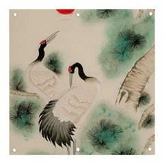 Japanese Crane Painting Of Bird Banner And Sign 3  X 3  by Cendanart