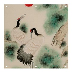 Japanese Crane Painting Of Bird Banner And Sign 4  X 4  by Cendanart