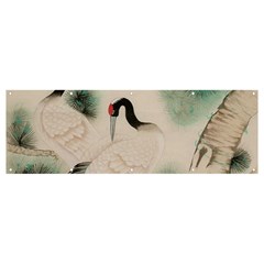 Japanese Crane Painting Of Bird Banner And Sign 12  X 4  by Cendanart