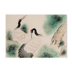 Japanese Crane Painting Of Bird Crystal Sticker (a4) by Cendanart