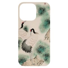 Japanese Crane Painting Of Bird Iphone 14 Pro Max Black Uv Print Case by Cendanart