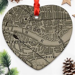 Vintage London Map Ornament (Heart)