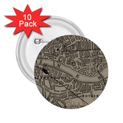 Vintage London Map 2 25  Buttons (10 Pack)  by Cendanart