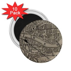 Vintage London Map 2 25  Magnets (10 Pack)  by Cendanart