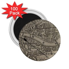 Vintage London Map 2 25  Magnets (100 Pack)  by Cendanart