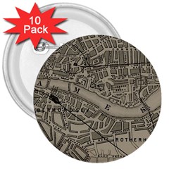 Vintage London Map 3  Buttons (10 Pack)  by Cendanart