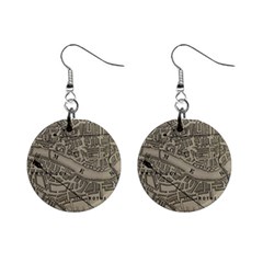 Vintage London Map Mini Button Earrings