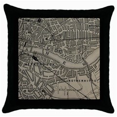 Vintage London Map Throw Pillow Case (black) by Cendanart