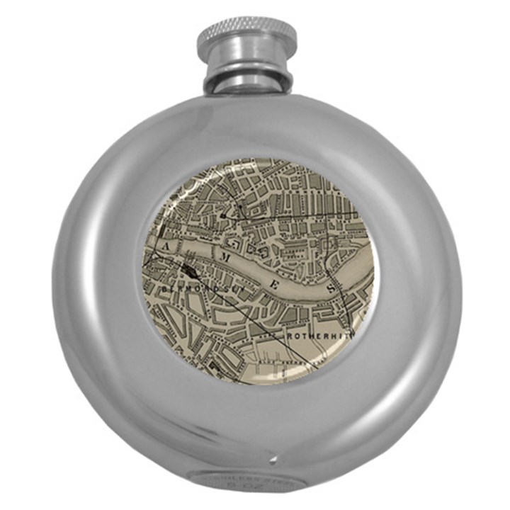 Vintage London Map Round Hip Flask (5 oz)