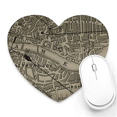 Vintage London Map Heart Mousepad