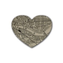 Vintage London Map Rubber Coaster (Heart)