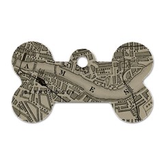 Vintage London Map Dog Tag Bone (One Side)