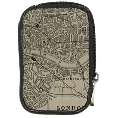 Vintage London Map Compact Camera Leather Case by Cendanart