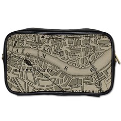 Vintage London Map Toiletries Bag (one Side) by Cendanart