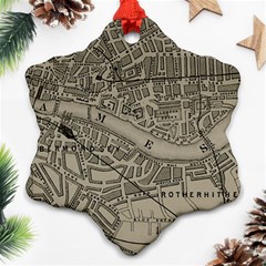 Vintage London Map Snowflake Ornament (Two Sides)