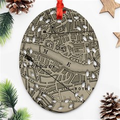 Vintage London Map Ornament (Oval Filigree)