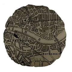 Vintage London Map Large 18  Premium Round Cushions by Cendanart