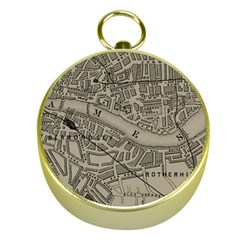 Vintage London Map Gold Compasses