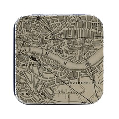 Vintage London Map Square Metal Box (black) by Cendanart