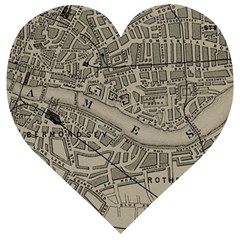 Vintage London Map Wooden Puzzle Heart by Cendanart