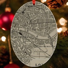 Vintage London Map UV Print Acrylic Ornament Oval