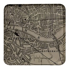 Vintage London Map Square Glass Fridge Magnet (4 Pack) by Cendanart