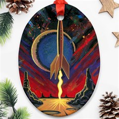 Rocket Painting Ornament (oval) by Cendanart