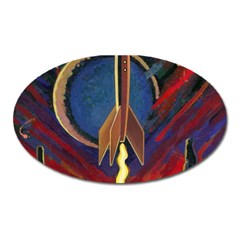 Rocket Painting Oval Magnet by Cendanart