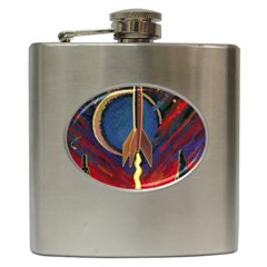 Rocket Painting Hip Flask (6 Oz) by Cendanart