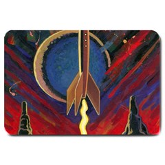 Rocket Painting Large Doormat by Cendanart