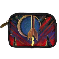 Rocket Painting Digital Camera Leather Case by Cendanart