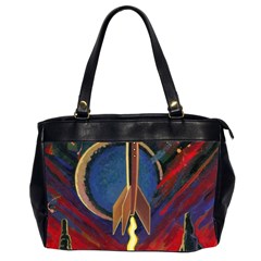 Rocket Painting Oversize Office Handbag (2 Sides) by Cendanart