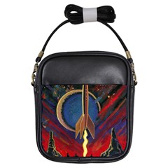 Rocket Painting Girls Sling Bag by Cendanart