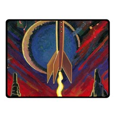 Rocket Painting Fleece Blanket (small) by Cendanart